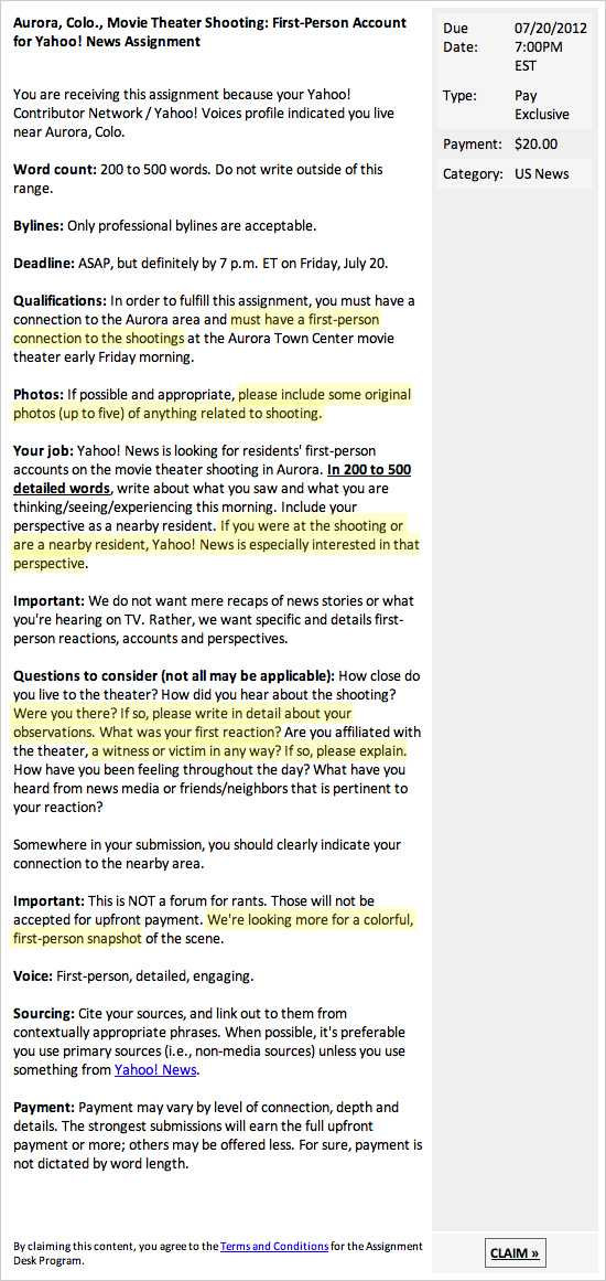 Yahoo contributor email